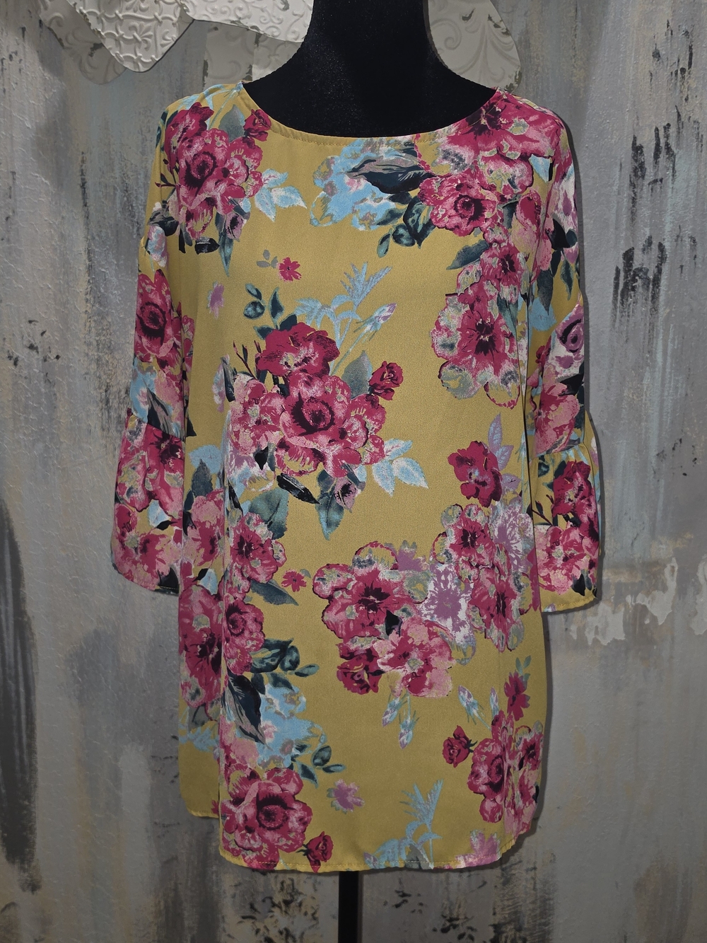 1.4.3. Story by Line Up Yellow Tunic with Pink Floral Print